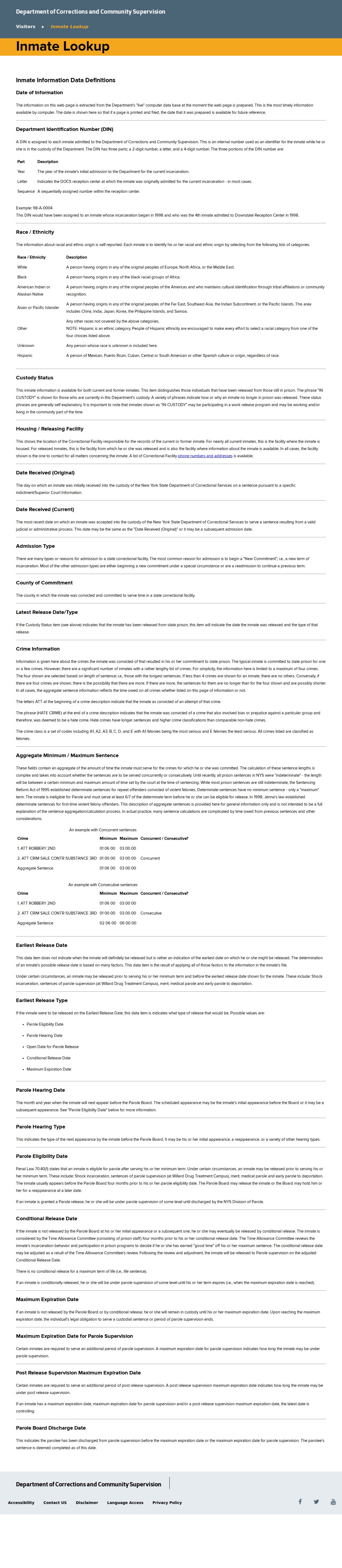 Town of Ossining neighbors privacy image showing the New York DOCCS specialized custody lookup