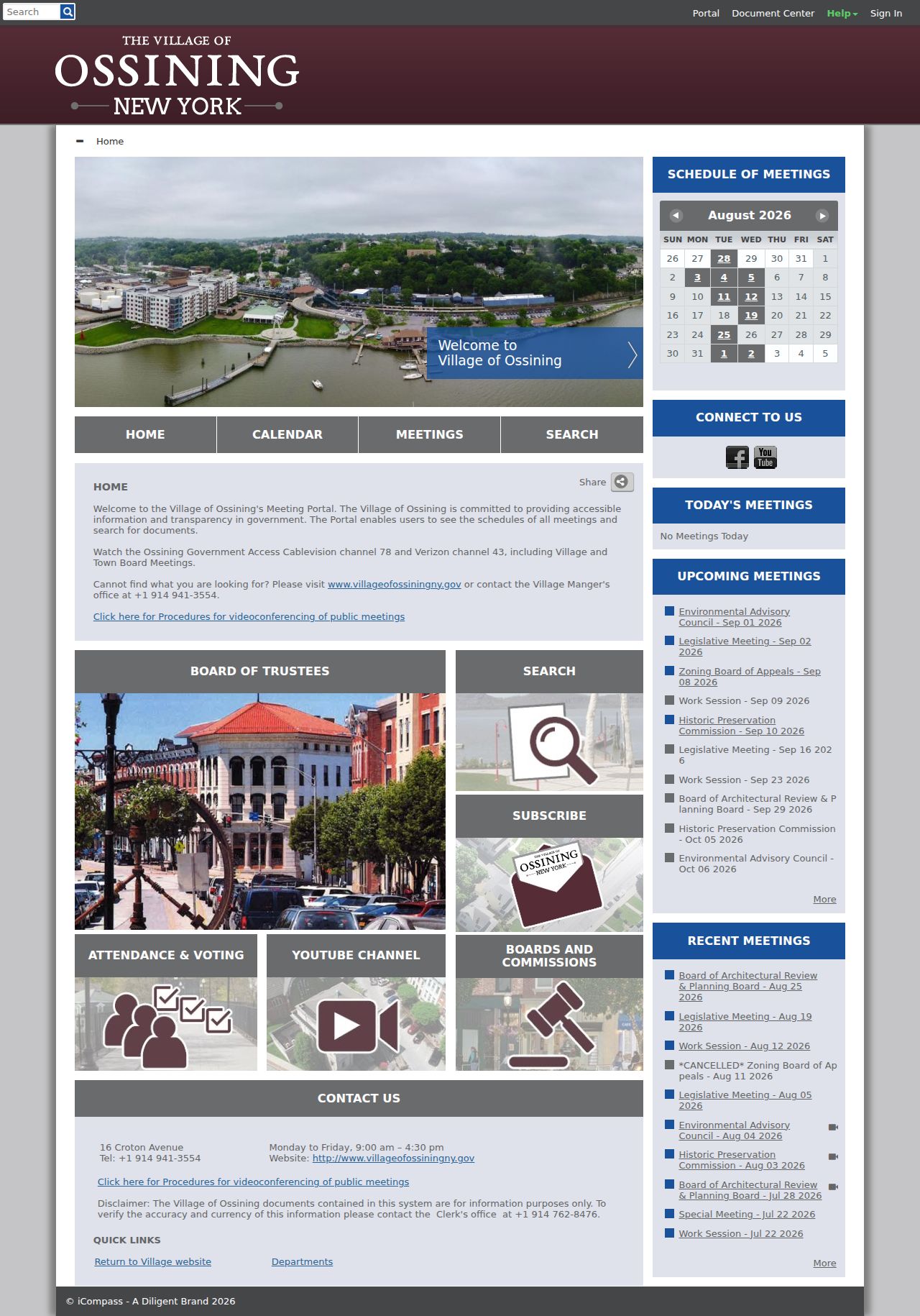 Town of Ossining neighbors record image from the Village CivicWeb meeting portal