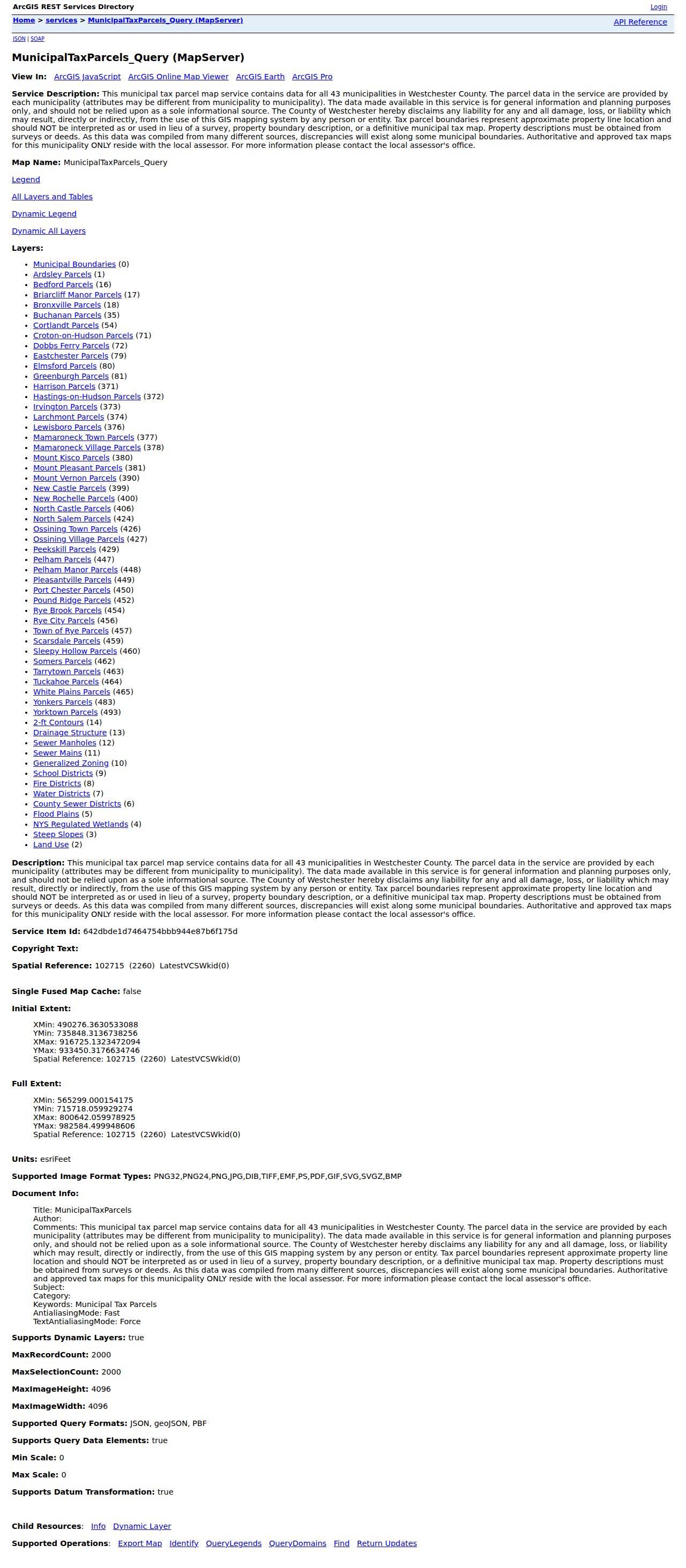 Town of Ossining street directory view of Westchester MunicipalTaxParcels service